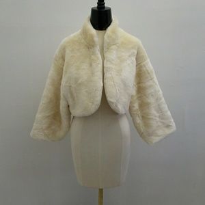 Winter white faux fur shrug